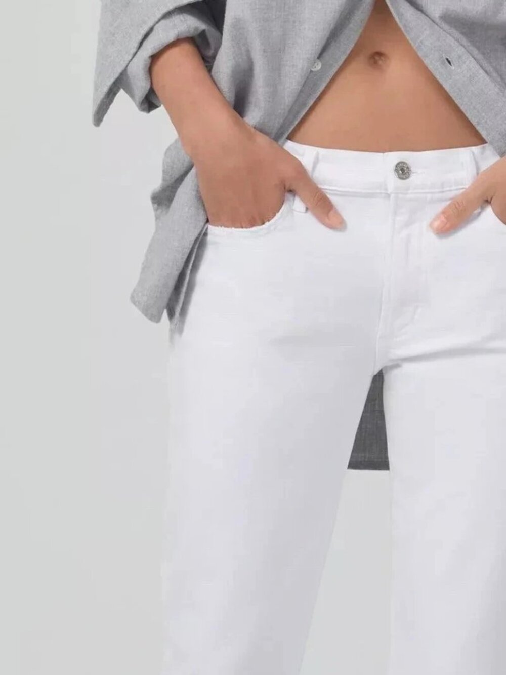 New Citizens Of Humanity Ella Mid Rise Slim Crop Jeans "Soft Stretch" White 24 - Picture 3 of 9